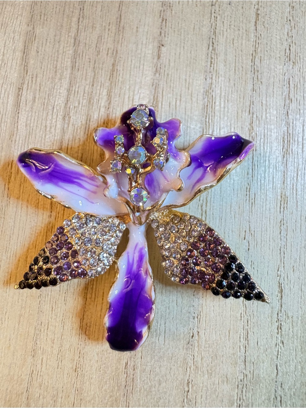 Purple Floral Crystal Brooch